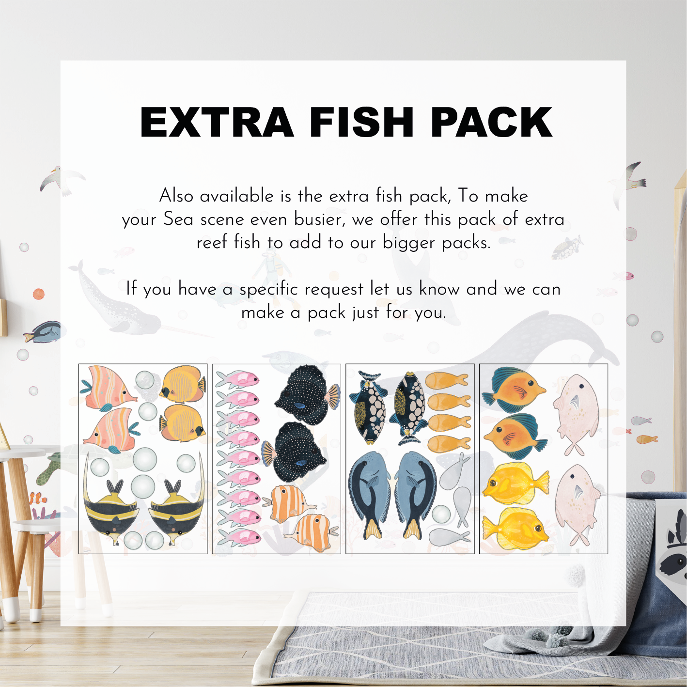 Discover Sea Animals Stickers by My Store, featuring vibrant sea life decals for endless customization. These colorful reef fish stickers enhance ocean-themed decor and complement any rooms blue and gray color scheme.