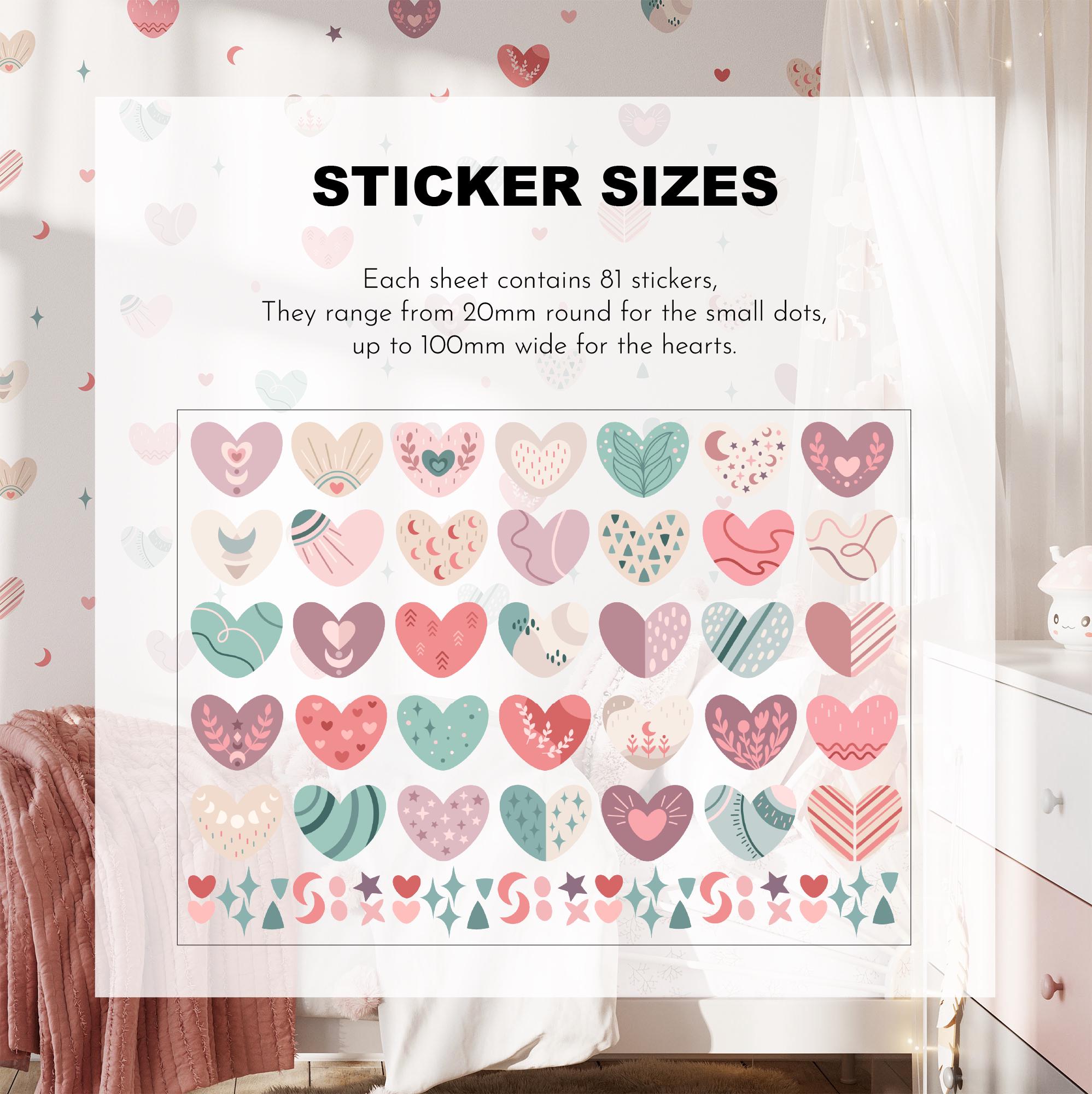 Boho Hearts Wall Decals, Nursery Decor, Removable Wall Stickers, Polka Dot Decals, Peel and Stick, Lion, Valentines Day