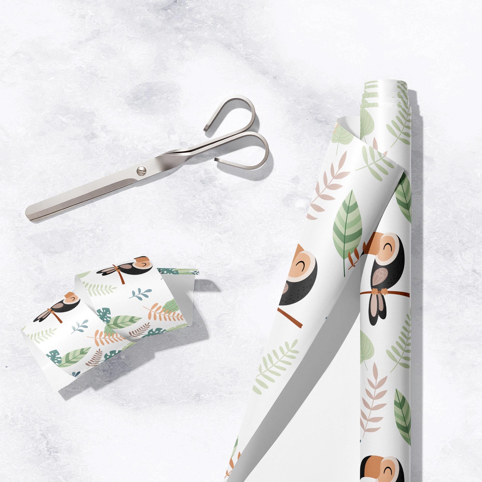 Jungle Birds Gift Wrap, Eco Friendly Toucan Kids Gift Wrapping Paper, 100% Recyclable, Luxury Sustainable Kraft Birthday.