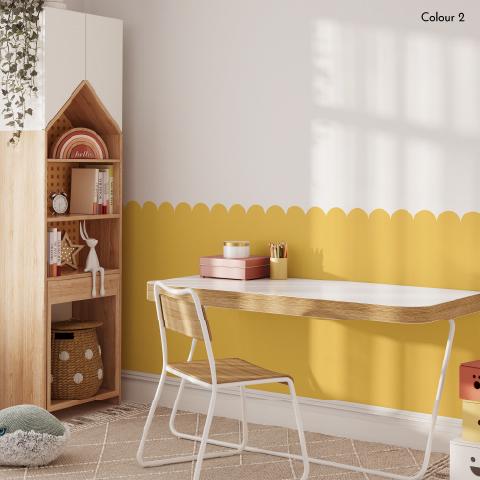 Scalloped Wall Panel, Half Wall Nursery Stickers, Nursery Decor, Removable Art, Polka Dot Decals, Peel & Stick