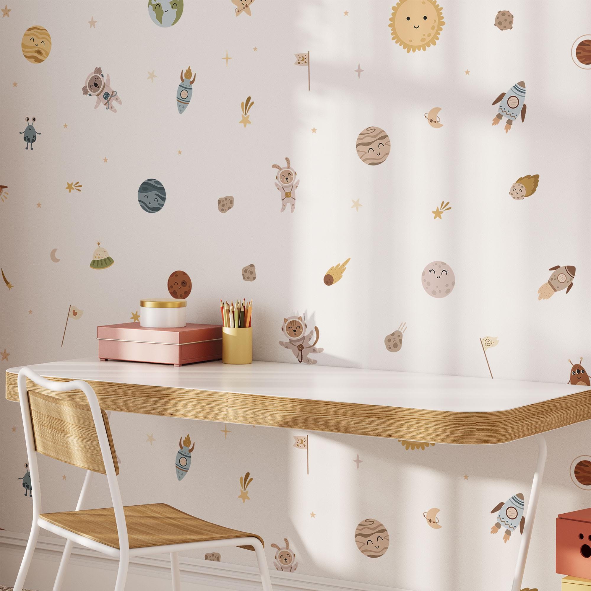 Space Wall Decals, Solar System Nursery Decor, Removable Planet Wall Stickers, Polka Dot Decals, Peel and Stick, Planets, Valentines Day