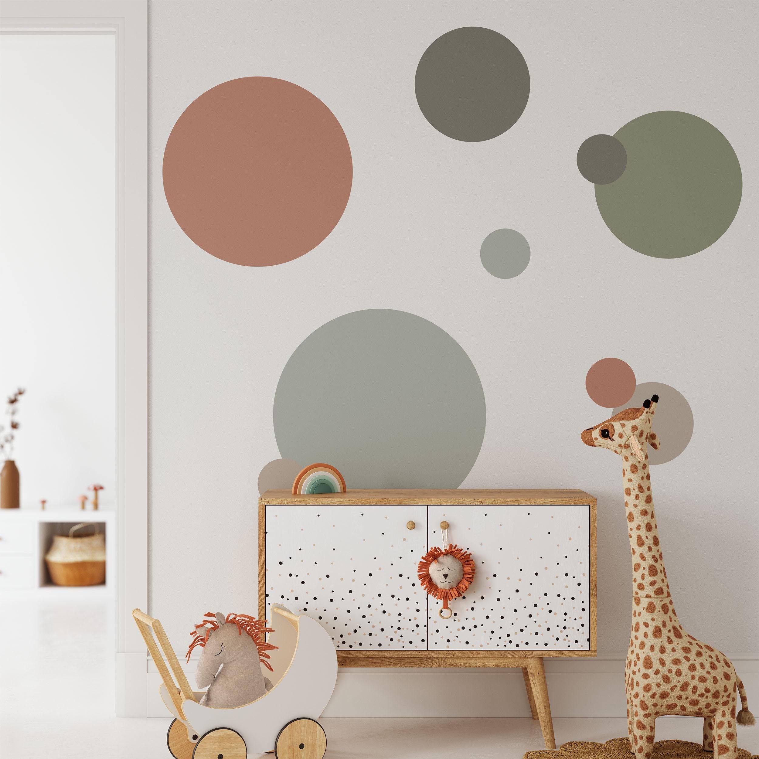Large Circle Wall Decals, Spot Nursery Stickers, Olive & Clay Boho Removable Wall Decals, Polka Dot Mural, Peel and Stick