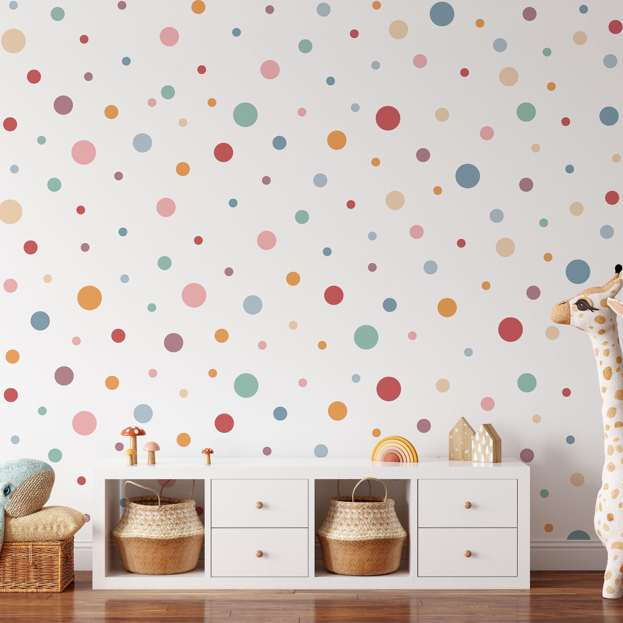 Coloured Dots Wall Decals, Spot Nursery Stickers, Bright Boho Removable Wall Decals, Polka Dot Mural, Peel and Stick