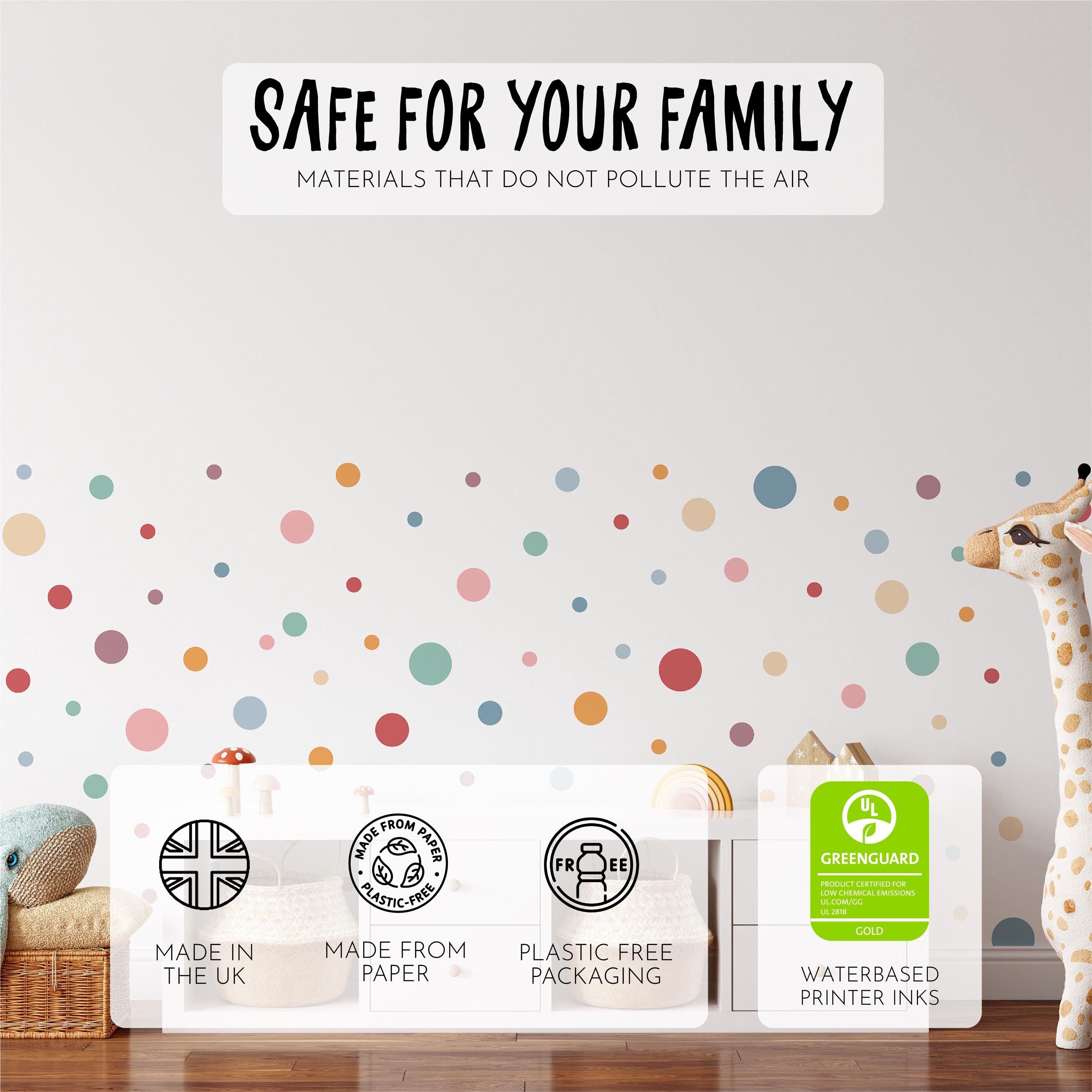 Coloured Dots Wall Decals, Spot Nursery Stickers, Bright Boho Removable Wall Decals, Polka Dot Mural, Peel and Stick