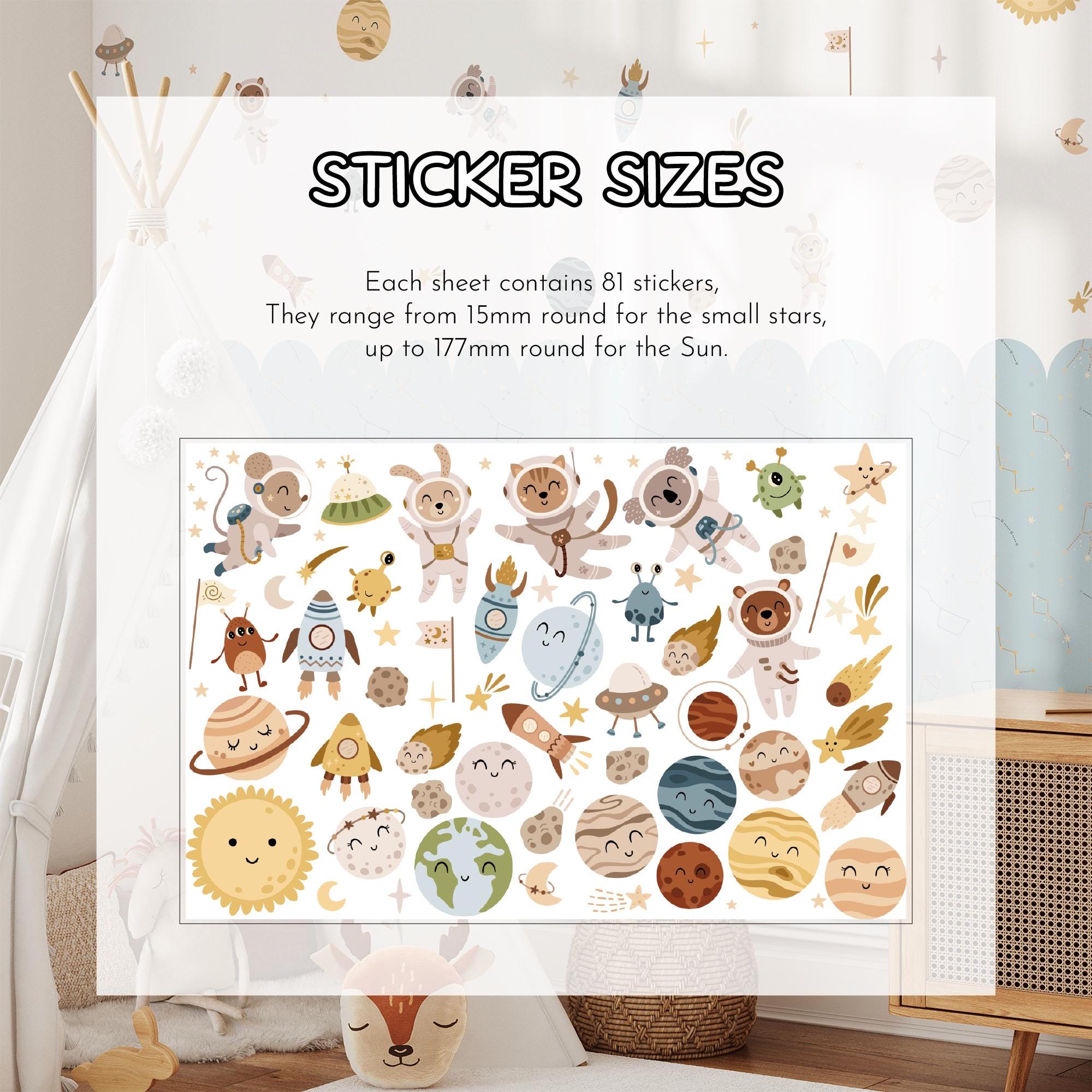 Space Wall Decals, Solar System Nursery Decor, Removable Planet Wall Stickers, Polka Dot Decals, Peel and Stick, Planets, Valentines Day