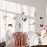 Celestial Ocean Wall Decals, Sea Animals Kids Room Wall Stickers, Sea Nursery Theme, Playroom, Bedroom Decor, Peel & Stick Sea Life Decals