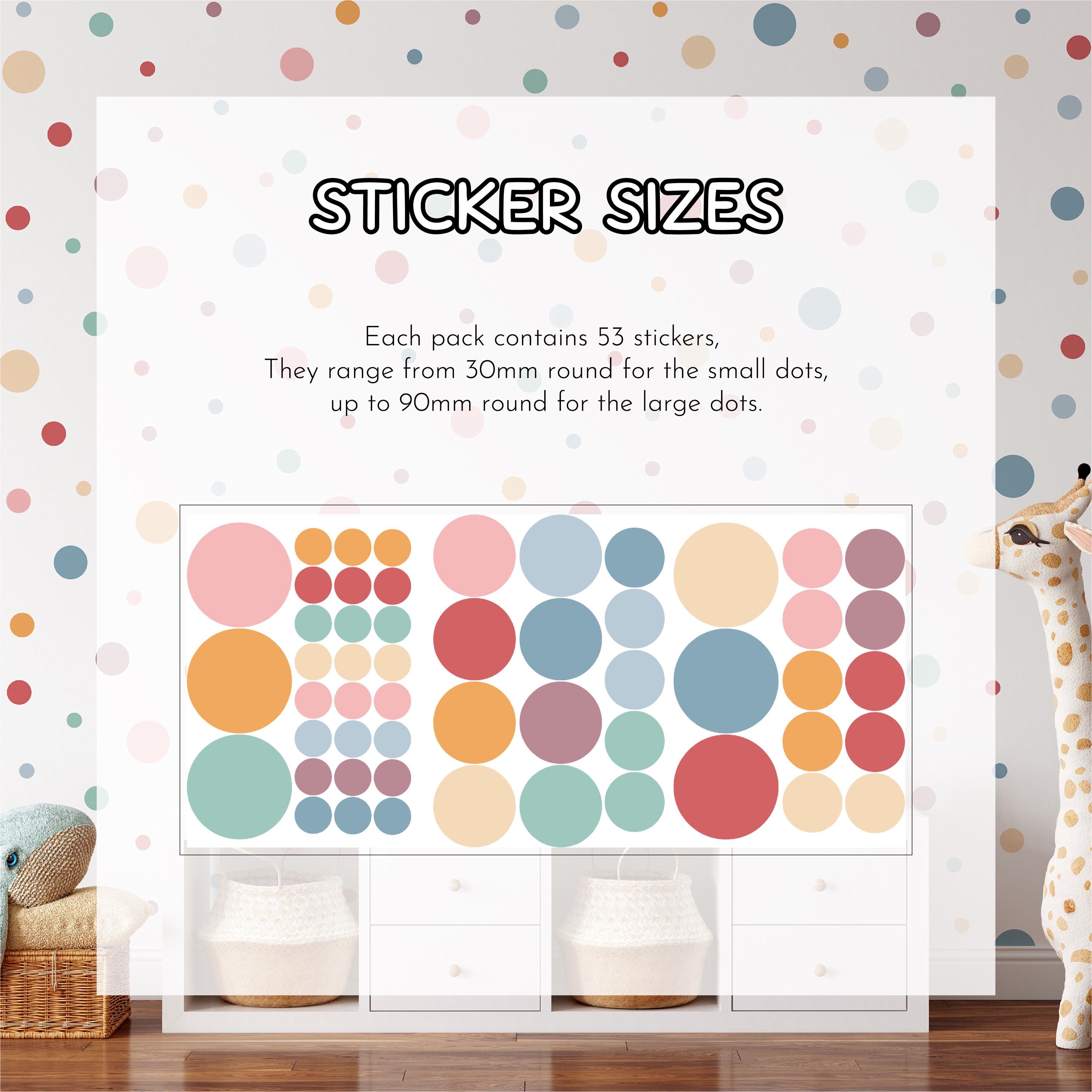 Coloured Dots Wall Decals, Spot Nursery Stickers, Bright Boho Removable Wall Decals, Polka Dot Mural, Peel and Stick
