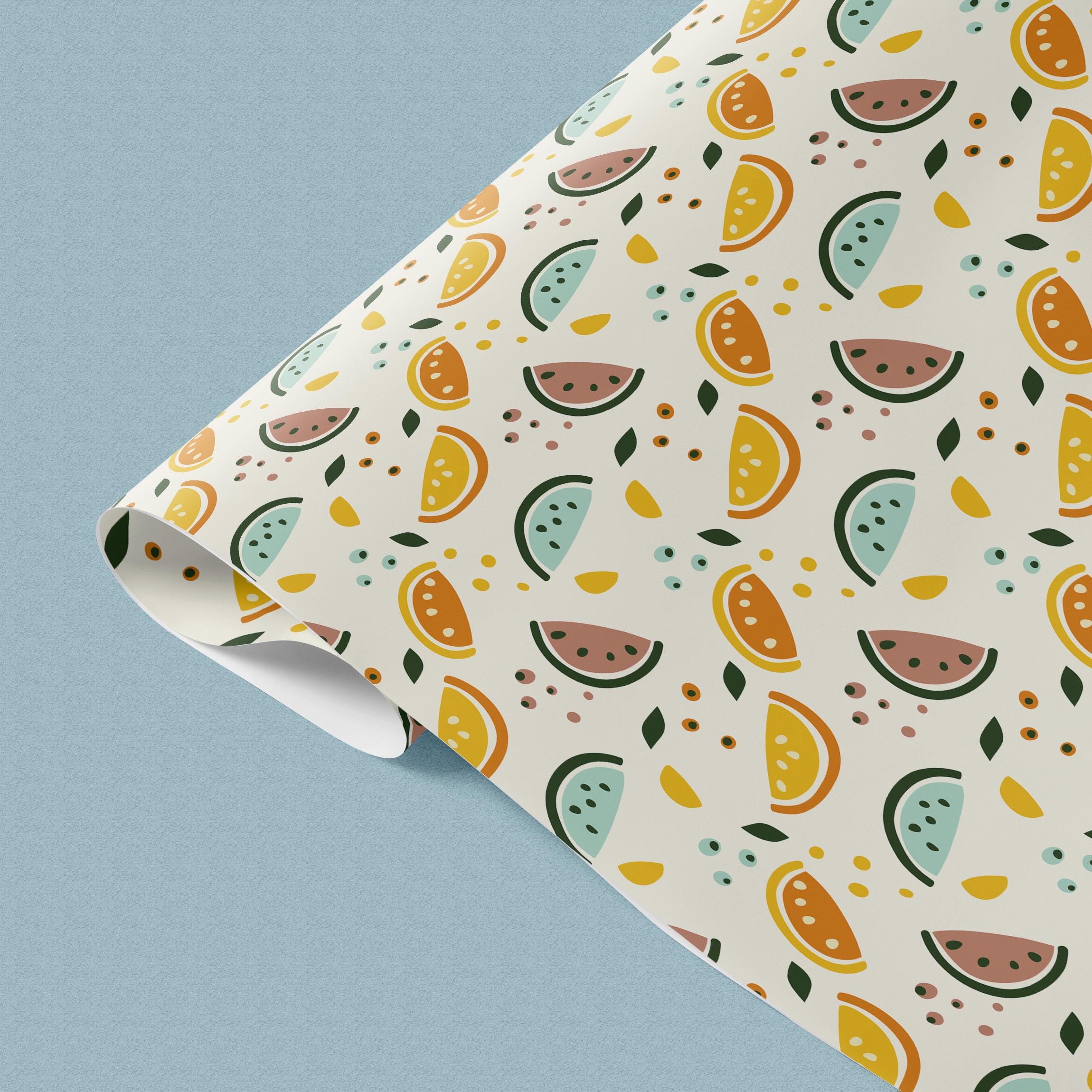 Watermelons Gift Wrap, Eco-Friendly Fruit Kids Gift Wrapping Paper, 100% Recyclable, Luxury Sustainable Kraft Birthday.