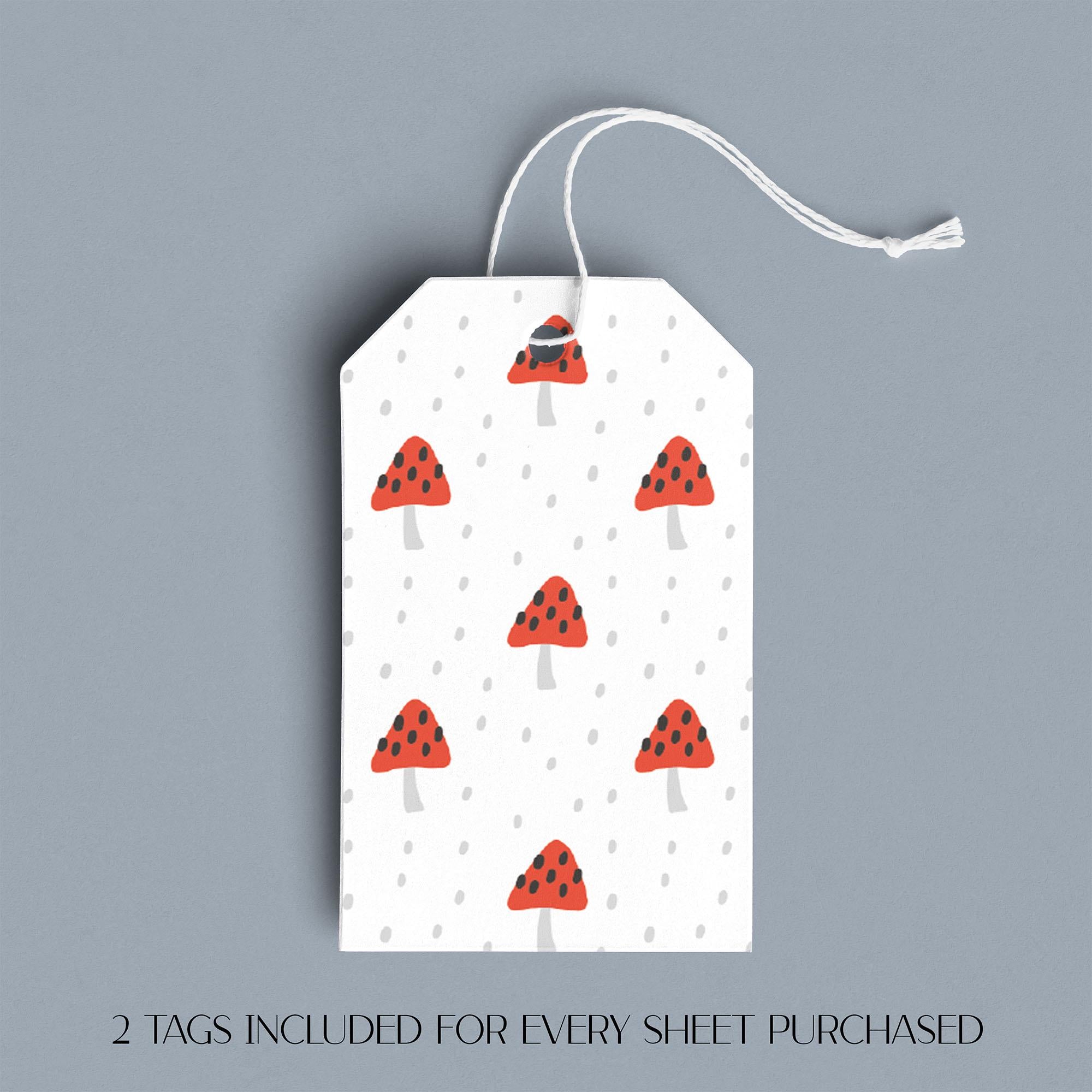 Red Toadstools Gift Wrap, Eco-Friendly Woodland Kids Gift Wrapping Paper, 100% Recyclable, Luxury Sustainable Kraft Birthday.