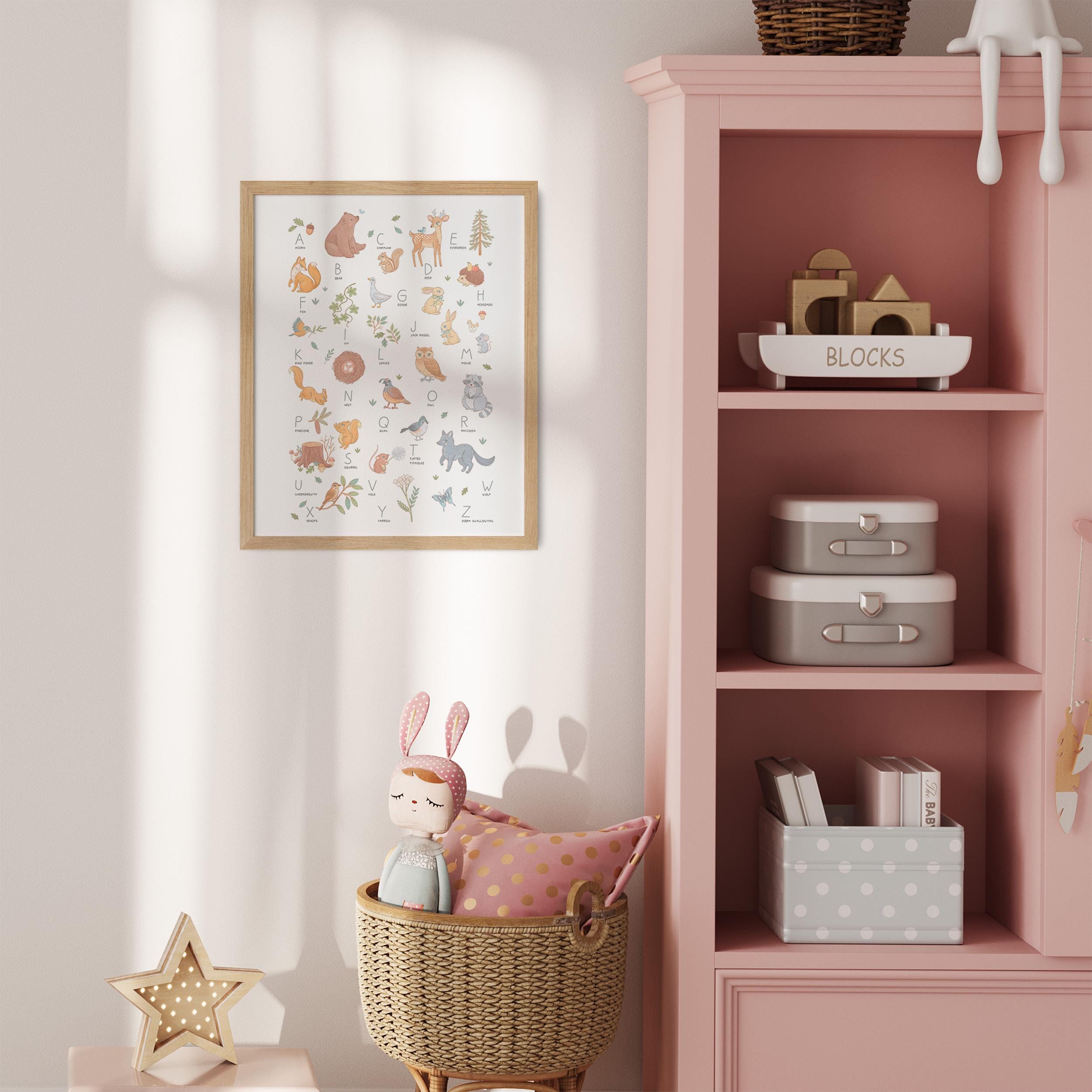 Woodland Watercolour Alphabet Nursery Print: A-Z Bears, Deer & Wildlife Wall Art