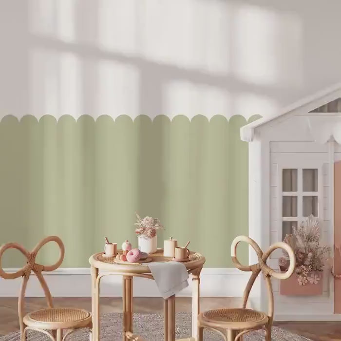 Scalloped Wall Panel, Half Wall Nursery Stickers, Nursery Decor, Removable Art, Polka Dot Decals, Peel & Stick