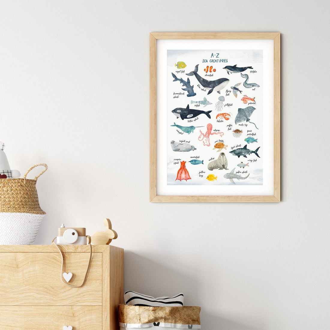 A-Z Sea Creatures Nursery Print - Innate Graphics