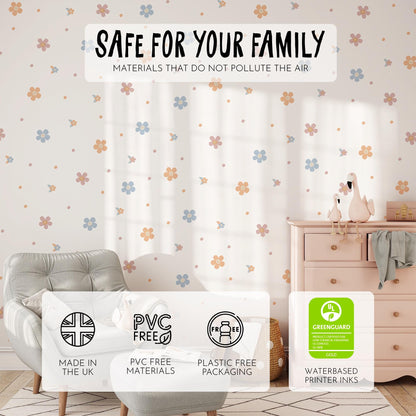 Coloured Daisy Wall Decals, Kids Room Daisies Wall Stickers, Nursery Theme, Playroom, Bedroom Decor, Peel &amp; Stick Flower Decals,