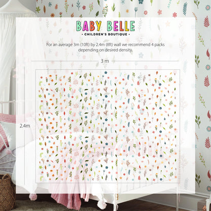 Wild Flower Nursery Wall Stickers, Kids Room Floral Wall Decal, Nursery Theme, Playroom, Bedroom Decor, Peel &amp; Stick Nature Decals,