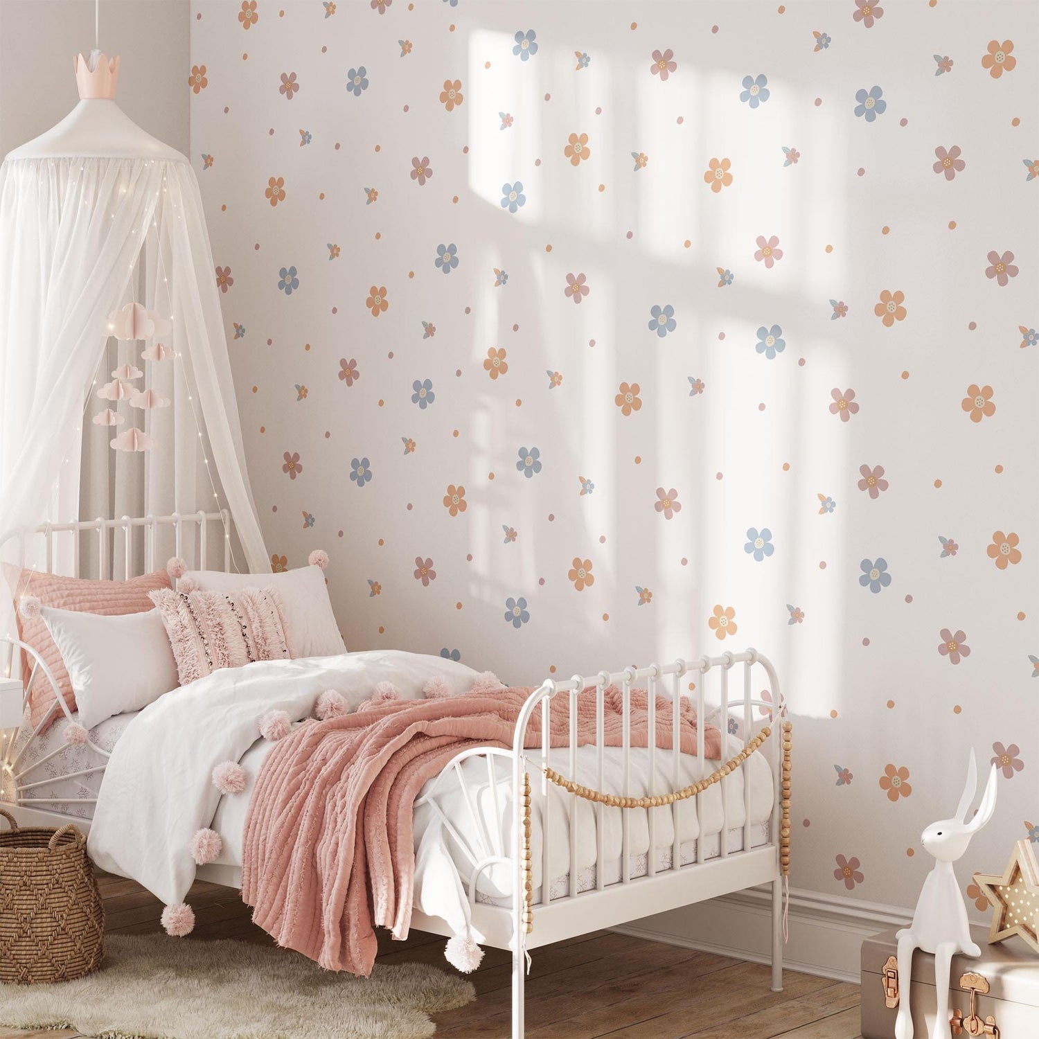Coloured Daisy Wall Decals, Kids Room Daisies Wall Stickers, Nursery Theme, Playroom, Bedroom Decor, Peel &amp; Stick Flower Decals,