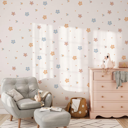 Coloured Daisy Wall Decals, Kids Room Daisies Wall Stickers, Nursery Theme, Playroom, Bedroom Decor, Peel &amp; Stick Flower Decals,