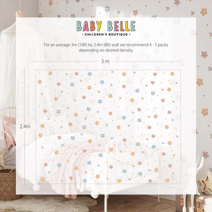 Coloured Daisy Wall Decals, Kids Room Daisies Wall Stickers, Nursery Theme, Playroom, Bedroom Decor, Peel &amp; Stick Flower Decals,