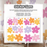 Vibrant Flower Wall Decals, Flower Nursery Stickers, Nursery Decor, Removable Wall Art, Polka Dot Decals, Peel & Stick